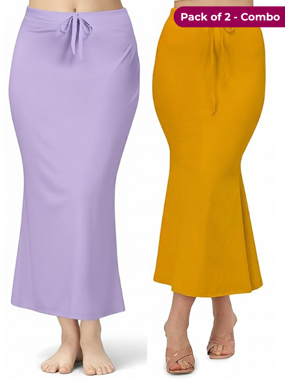 Pack of 2 Mustard & Lavender Comfort Lycra 4 Way Fabric Saree Shapewear For Women