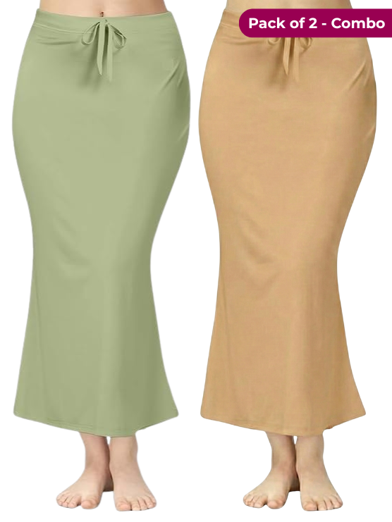 Pack of 2  Skin & Pista Comfort Lycra 4 Way Fabric Saree Shapewear For Women