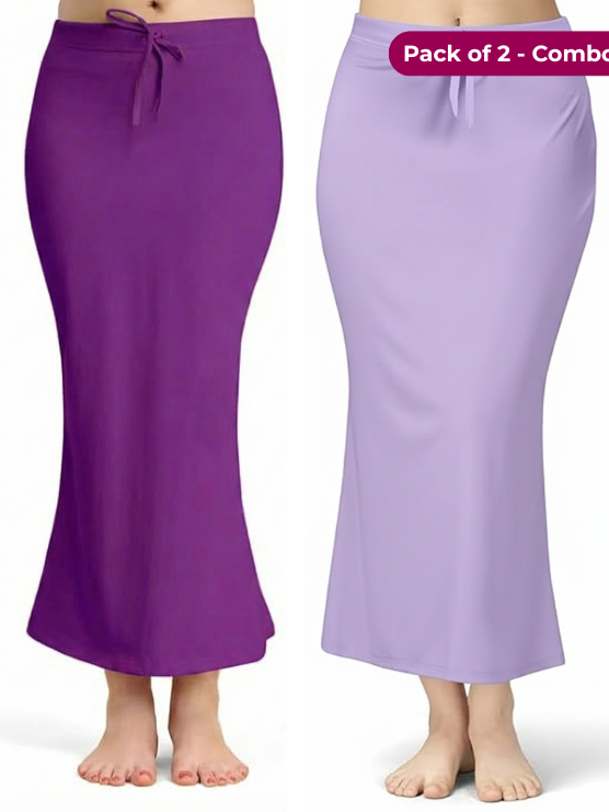 Pack of 2 - Purple & Lavender Comfort Lycra 4 Way Fabric Saree Shapewear For Women