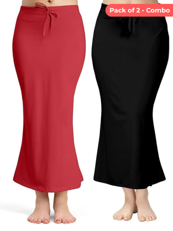 Pack of 2 Maroon & Black Comfort Lycra 4 Way Fabric Saree Shapewear For Women (Pack Of 2)